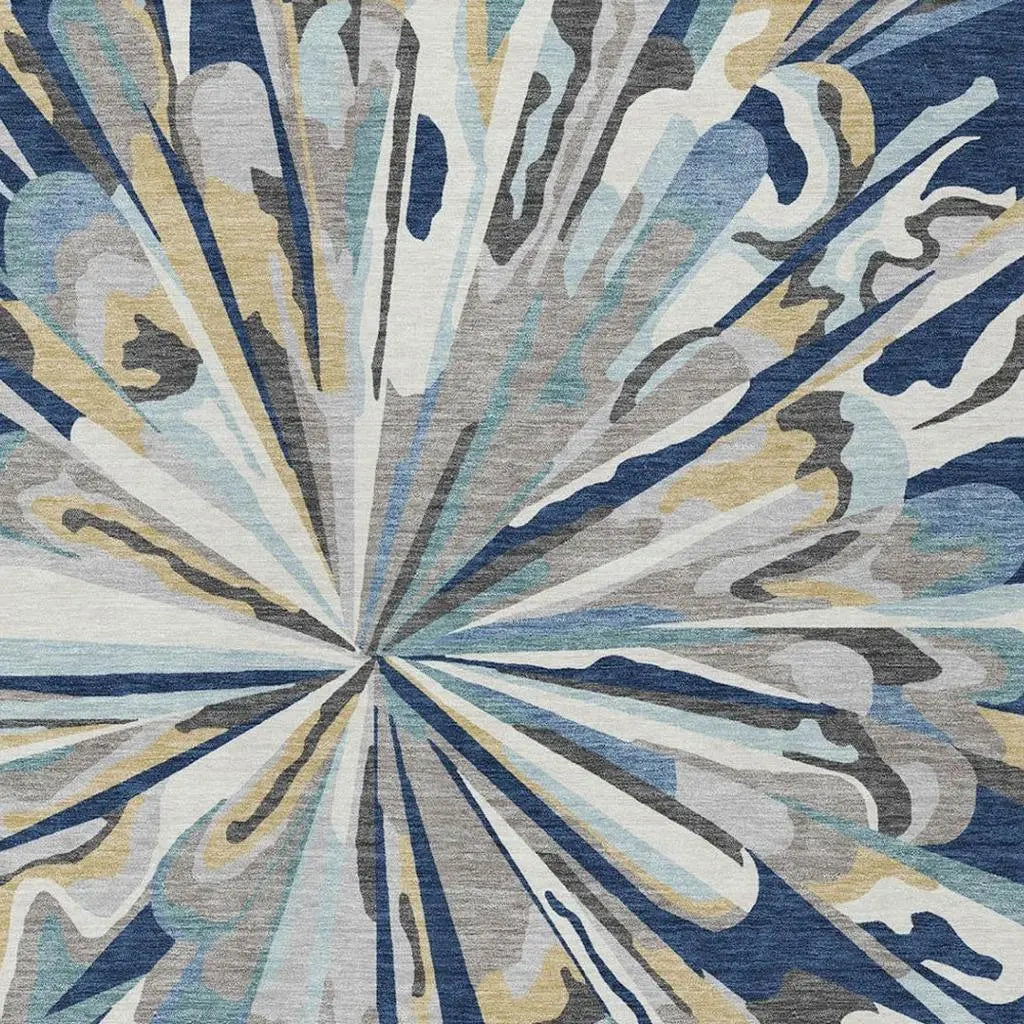 8' X 10' Navy Blue And Blue Abstract Washable Indoor Outdoor Area Rug Homeroots Outdoor