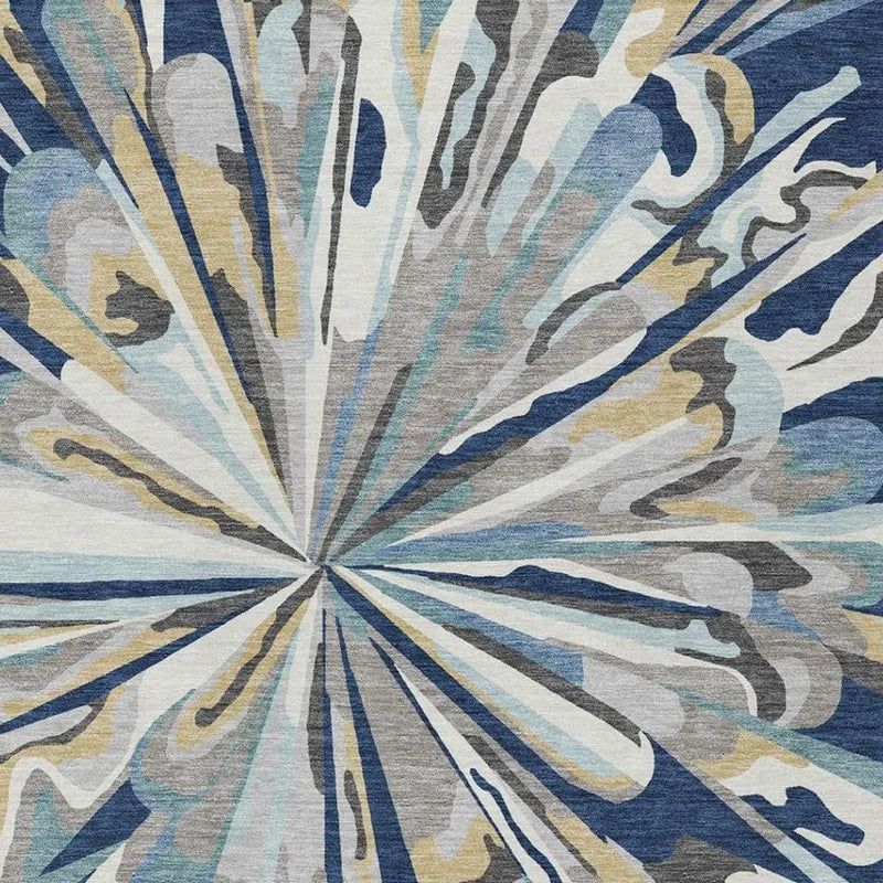 8' X 10' Navy Blue And Blue Abstract Washable Indoor Outdoor Area Rug Homeroots Outdoor