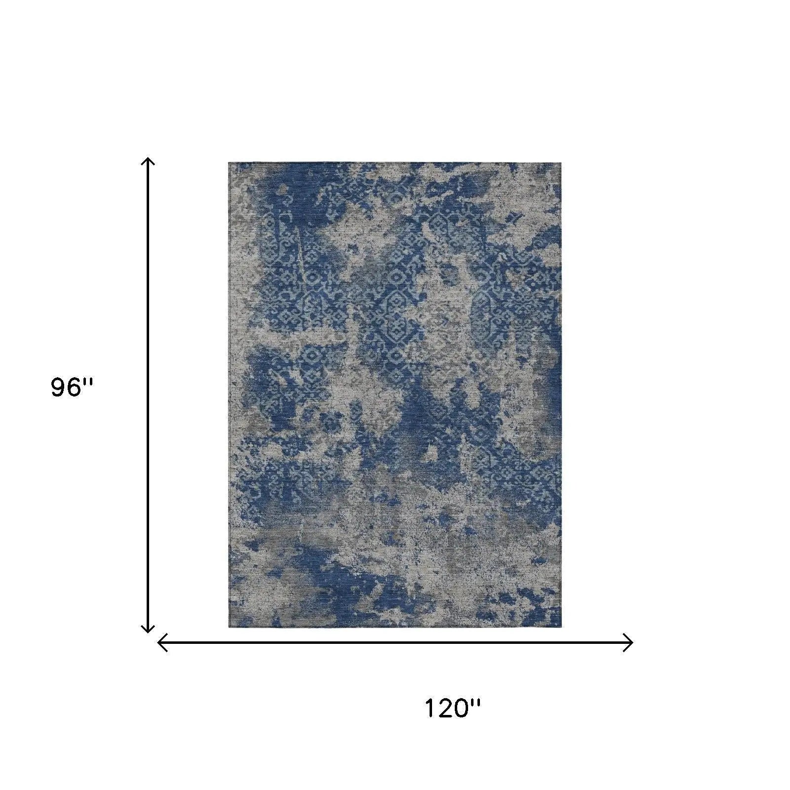8' X 10' Navy Blue And Blue Abstract Washable Indoor Outdoor Area Rug Homeroots Outdoor
