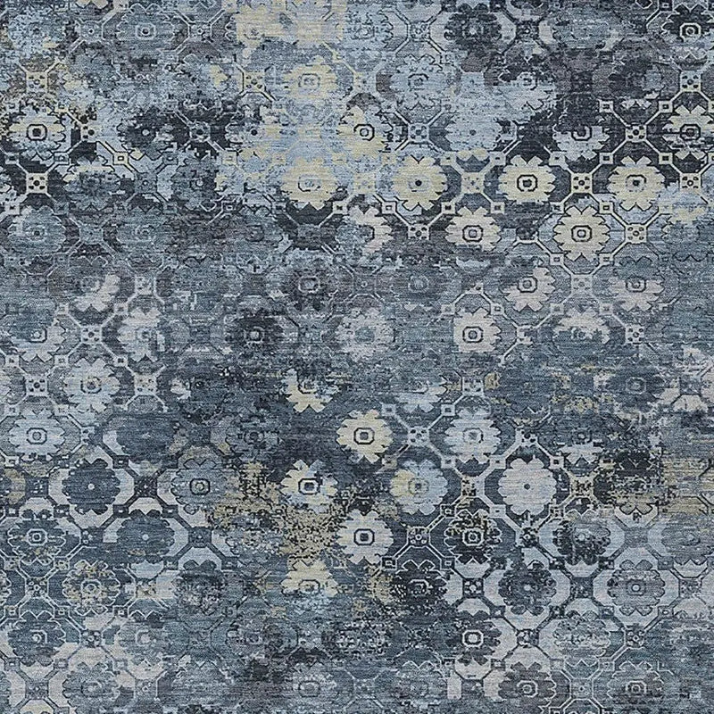 8' X 10' Navy Blue And Blue Abstract Washable Indoor Outdoor Area Rug Homeroots Outdoor