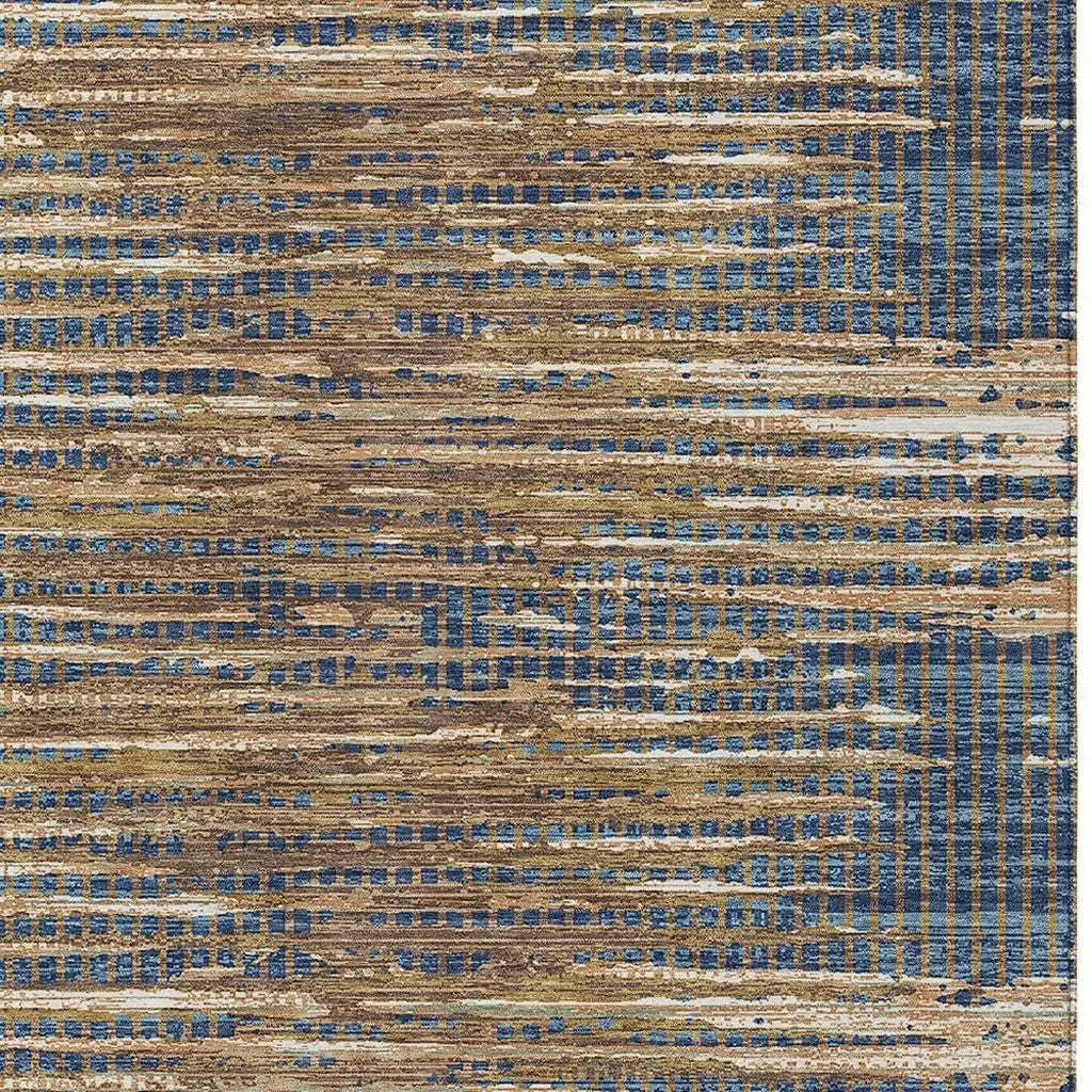 8' X 10' Navy Blue And Blue Abstract Washable Indoor Outdoor Area Rug Homeroots Outdoor
