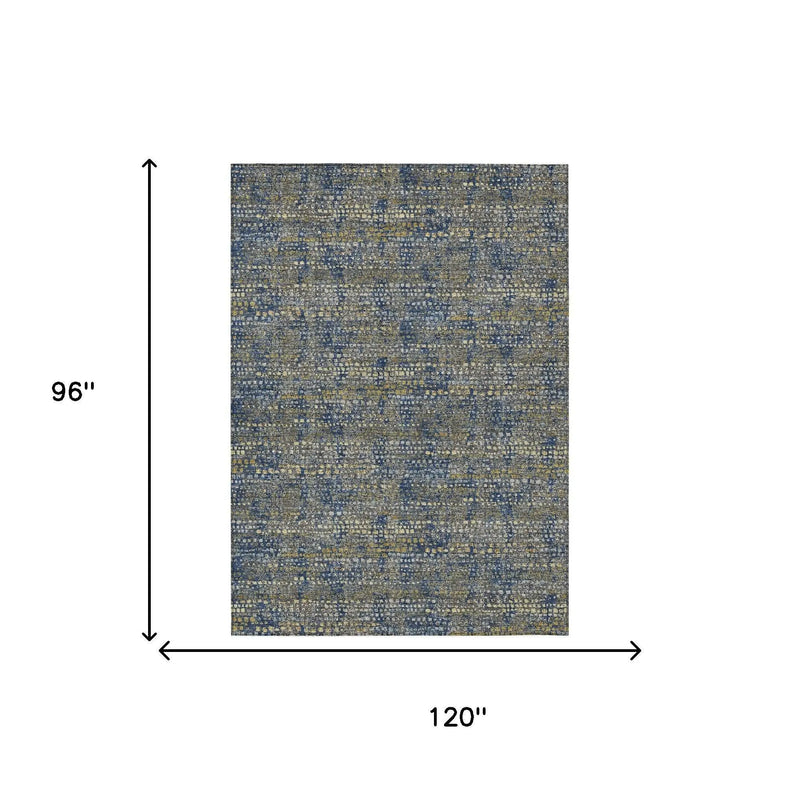 8' X 10' Navy Blue And Blue Abstract Washable Indoor Outdoor Area Rug Homeroots Outdoor