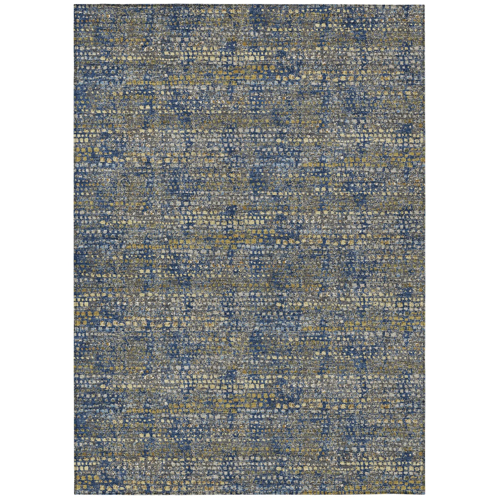 8' X 10' Navy Blue And Blue Abstract Washable Indoor Outdoor Area Rug Homeroots Outdoor
