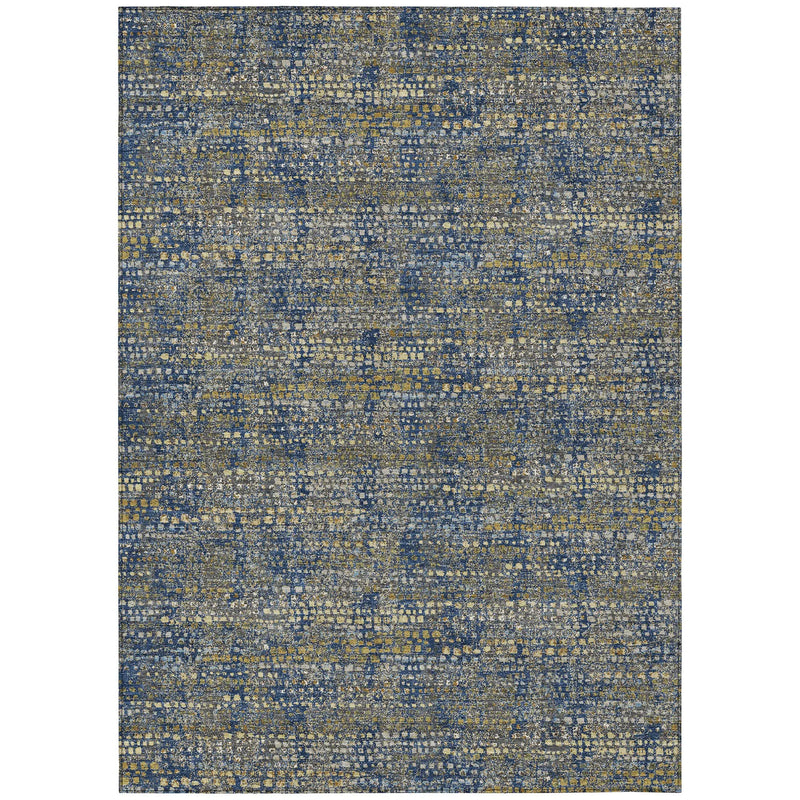 8' X 10' Navy Blue And Blue Abstract Washable Indoor Outdoor Area Rug Homeroots Outdoor