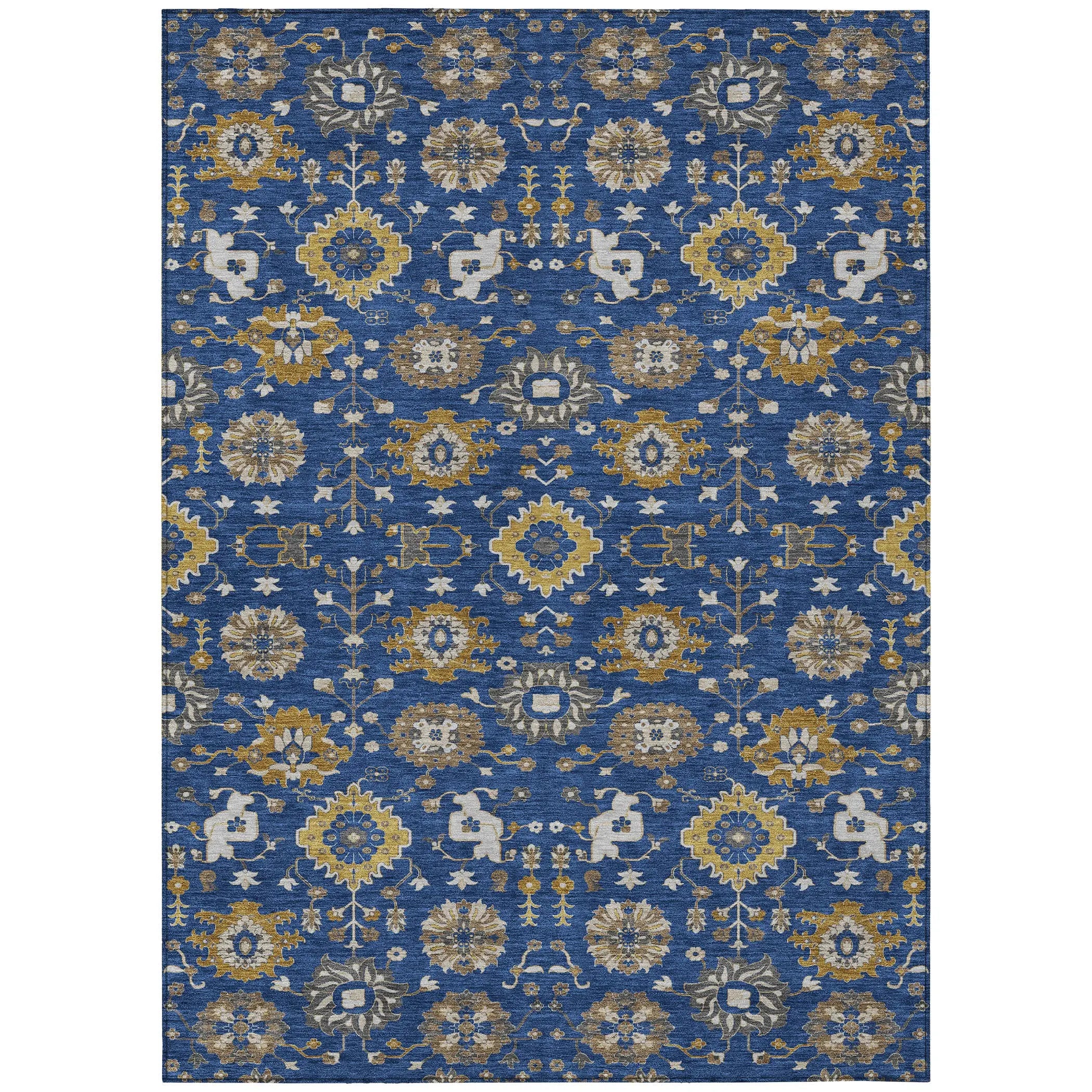 8' X 10' Navy Blue And Blue Geometric Washable Indoor Outdoor Area Rug Homeroots Outdoor