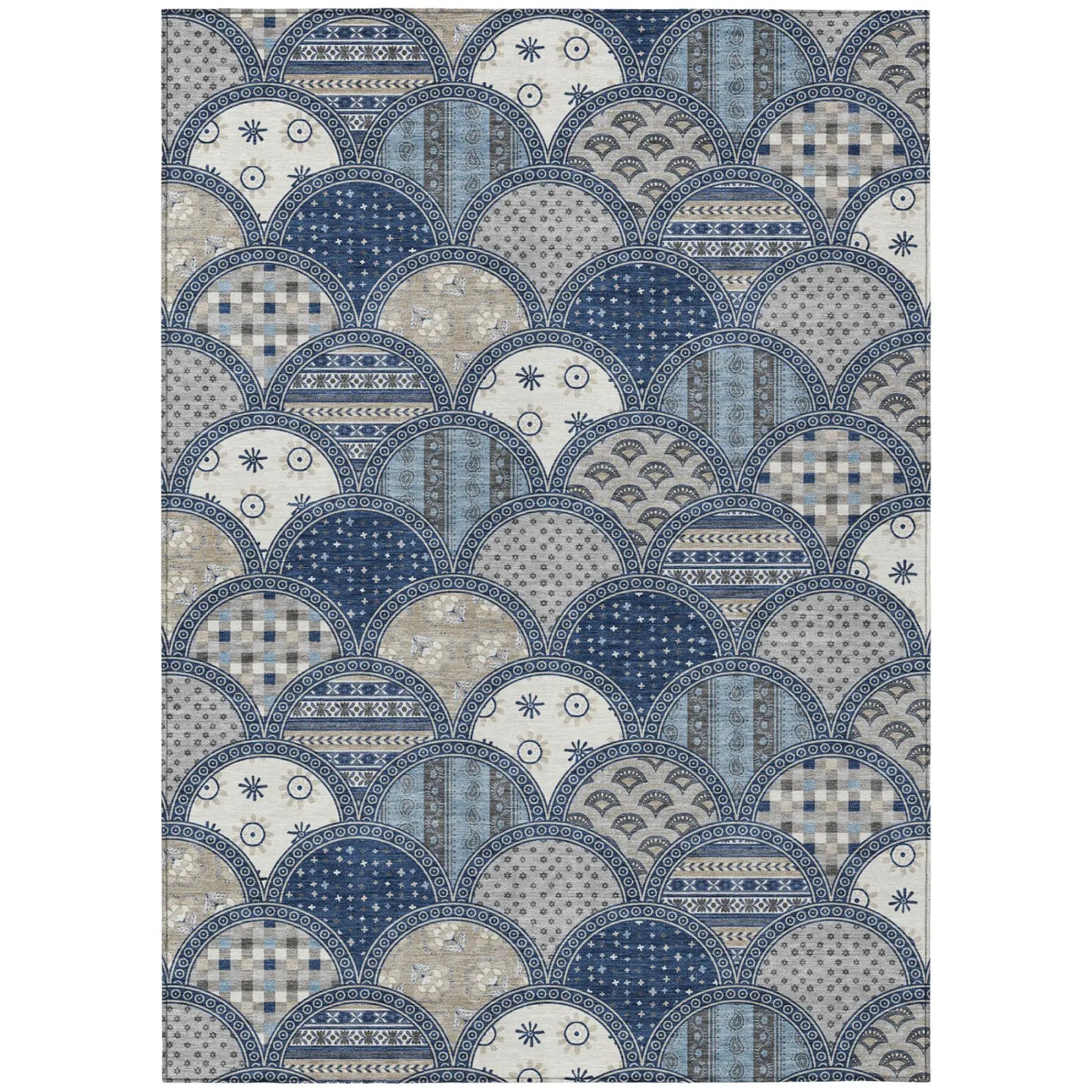 8' X 10' Navy Blue And Blue Geometric Washable Indoor Outdoor Area Rug Homeroots Outdoor