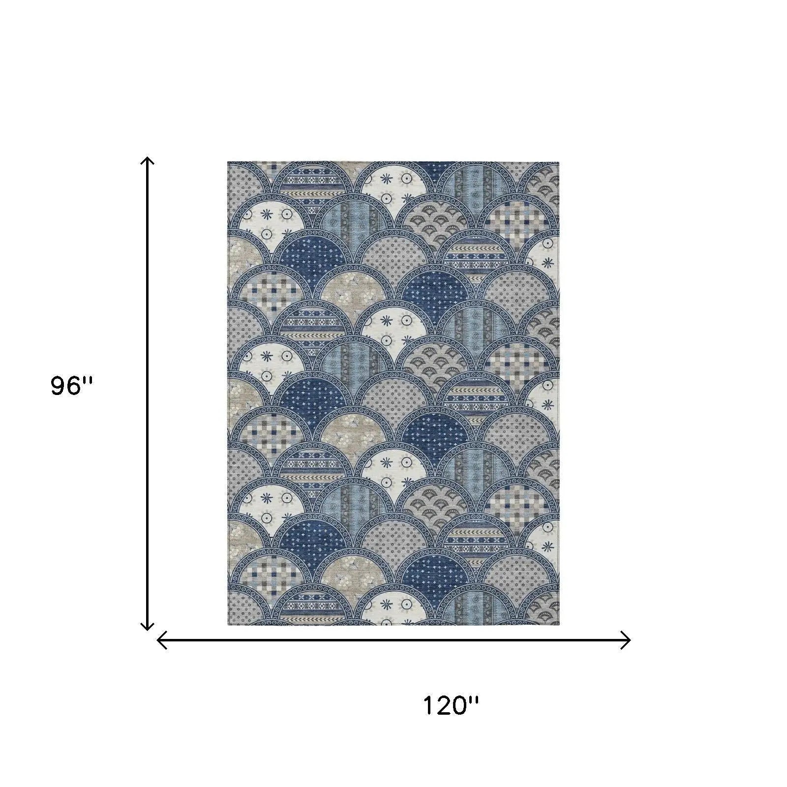 8' X 10' Navy Blue And Blue Geometric Washable Indoor Outdoor Area Rug Homeroots Outdoor