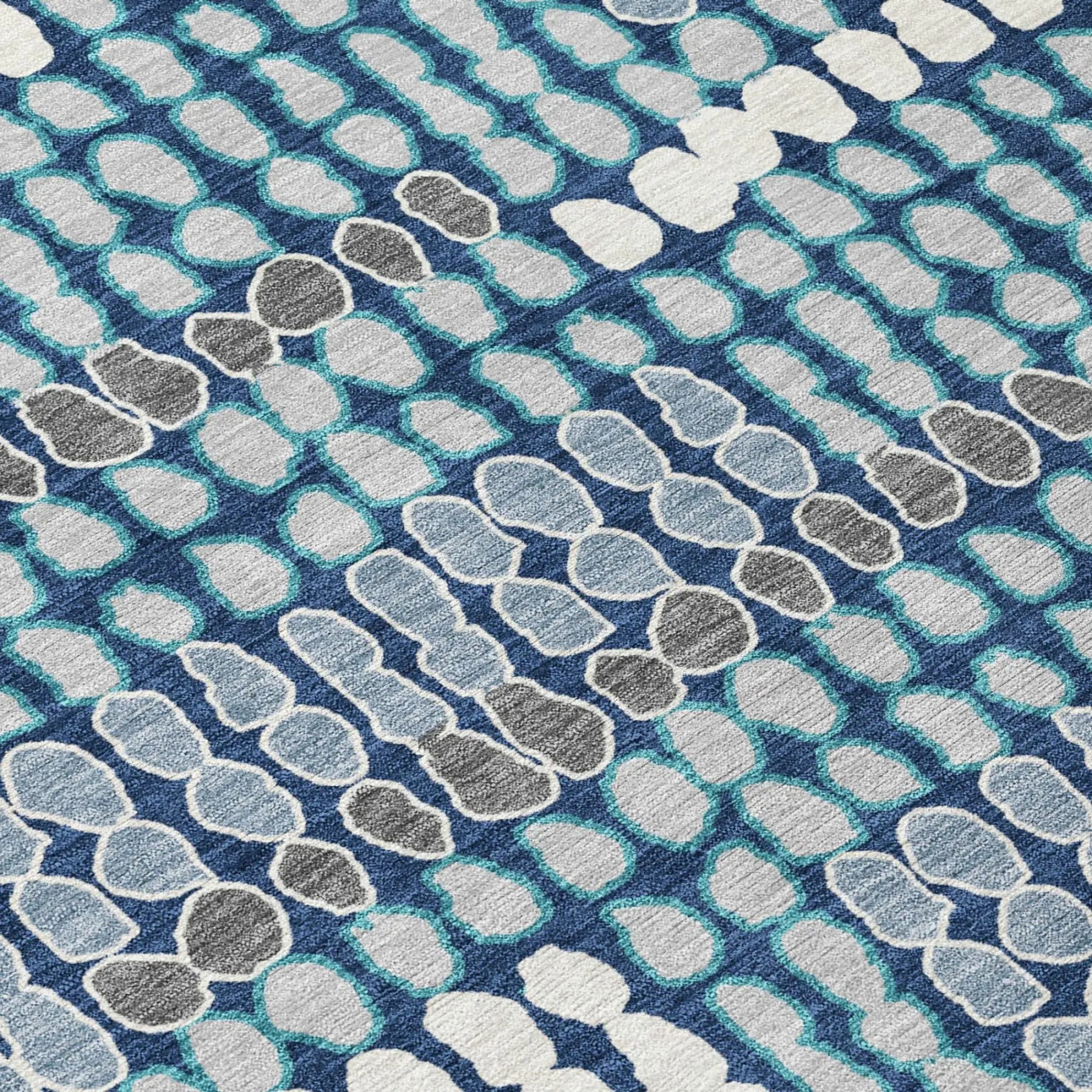 8' X 10' Navy Blue And Blue Geometric Washable Indoor Outdoor Area Rug Homeroots Outdoor