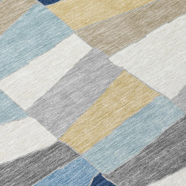 8' X 10' Navy Blue And Blue Geometric Washable Indoor Outdoor Area Rug Homeroots Outdoor