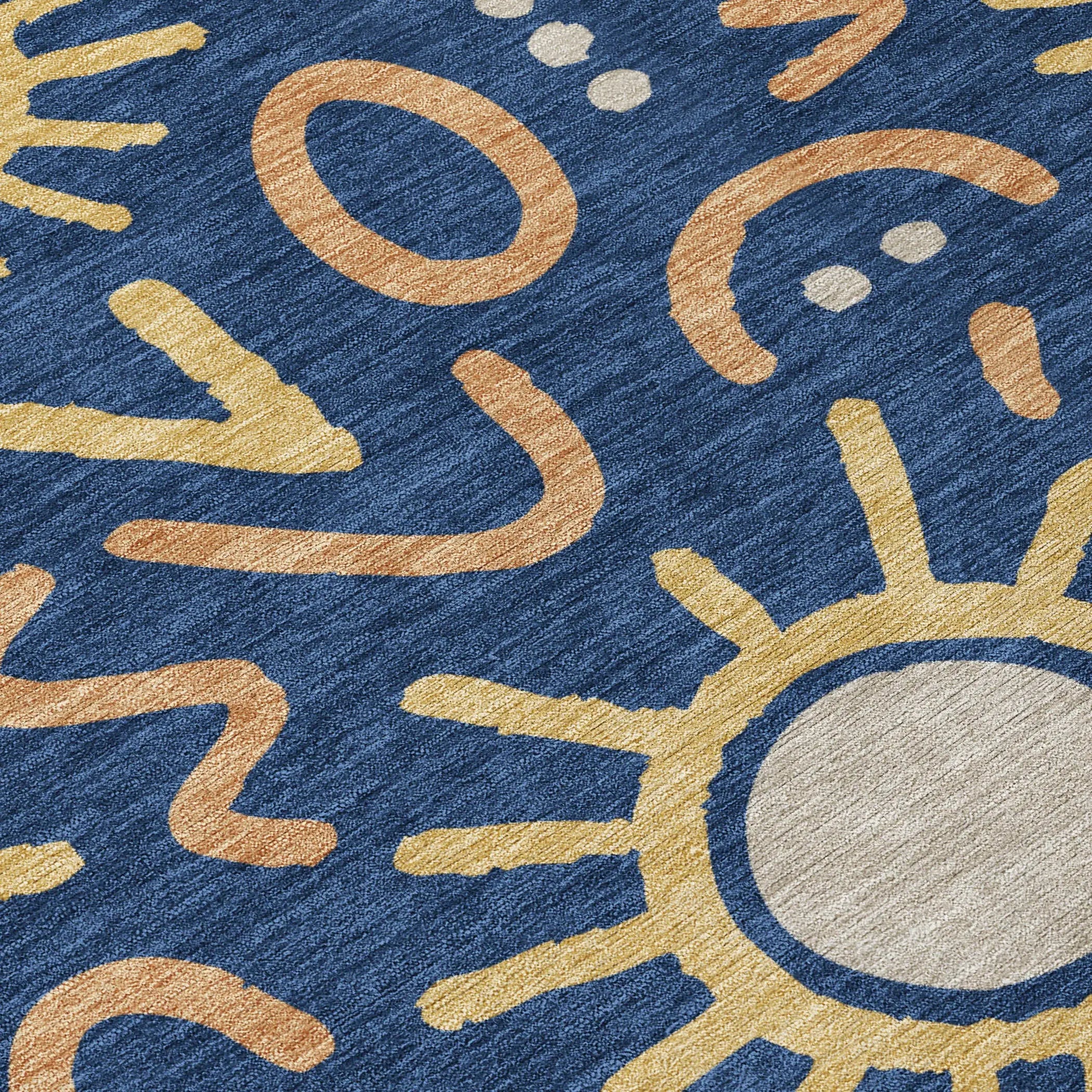 8' X 10' Navy Blue And Blue Geometric Washable Indoor Outdoor Area Rug Homeroots Outdoor