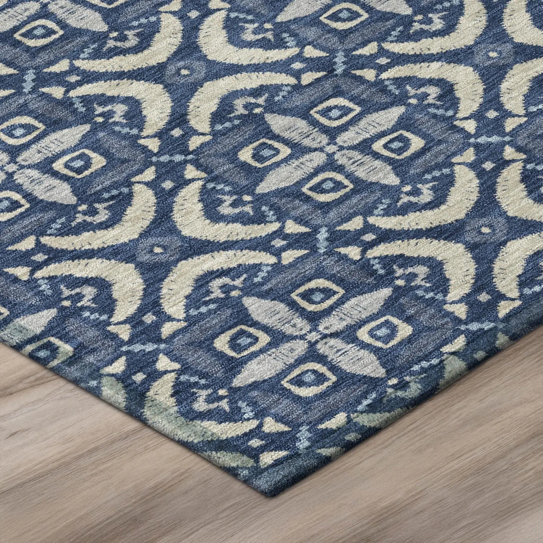 8' X 10' Navy Blue And Blue Geometric Washable Indoor Outdoor Area Rug Homeroots Outdoor