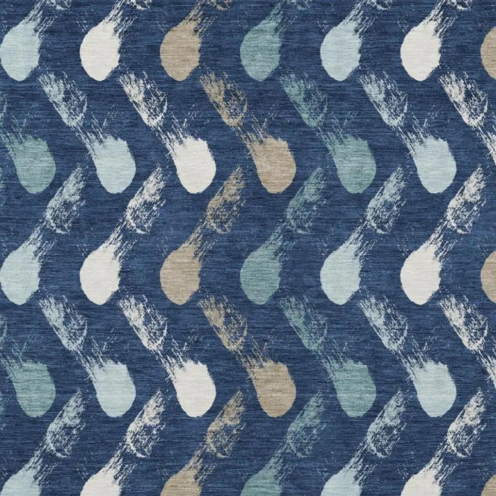 8' X 10' Navy Blue And Blue Geometric Washable Indoor Outdoor Area Rug Homeroots Outdoor