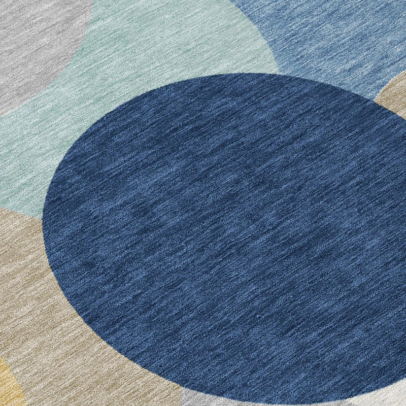 8' X 10' Navy Blue And Blue Geometric Washable Indoor Outdoor Area Rug Homeroots Outdoor