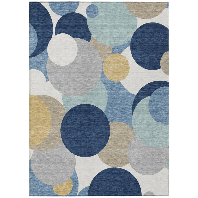 8' X 10' Navy Blue And Blue Geometric Washable Indoor Outdoor Area Rug Homeroots Outdoor
