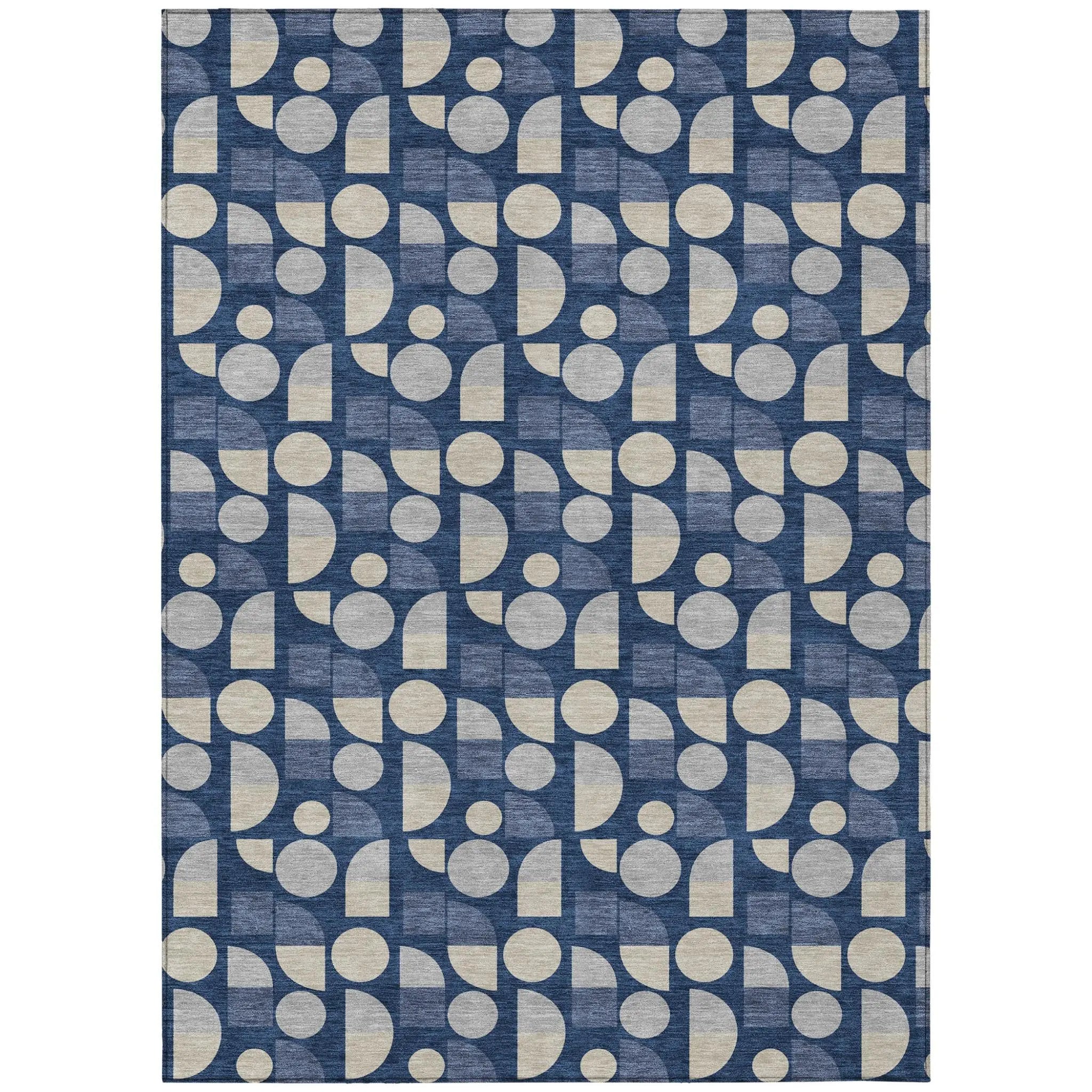 8' X 10' Navy Blue And Blue Geometric Washable Indoor Outdoor Area Rug Homeroots Outdoor