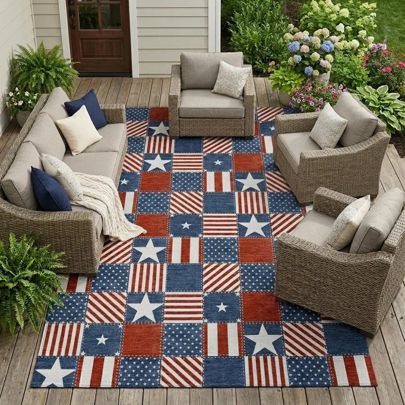8' X 10' Navy Blue And Blue Geometric Washable Indoor Outdoor Area Rug Homeroots Outdoor