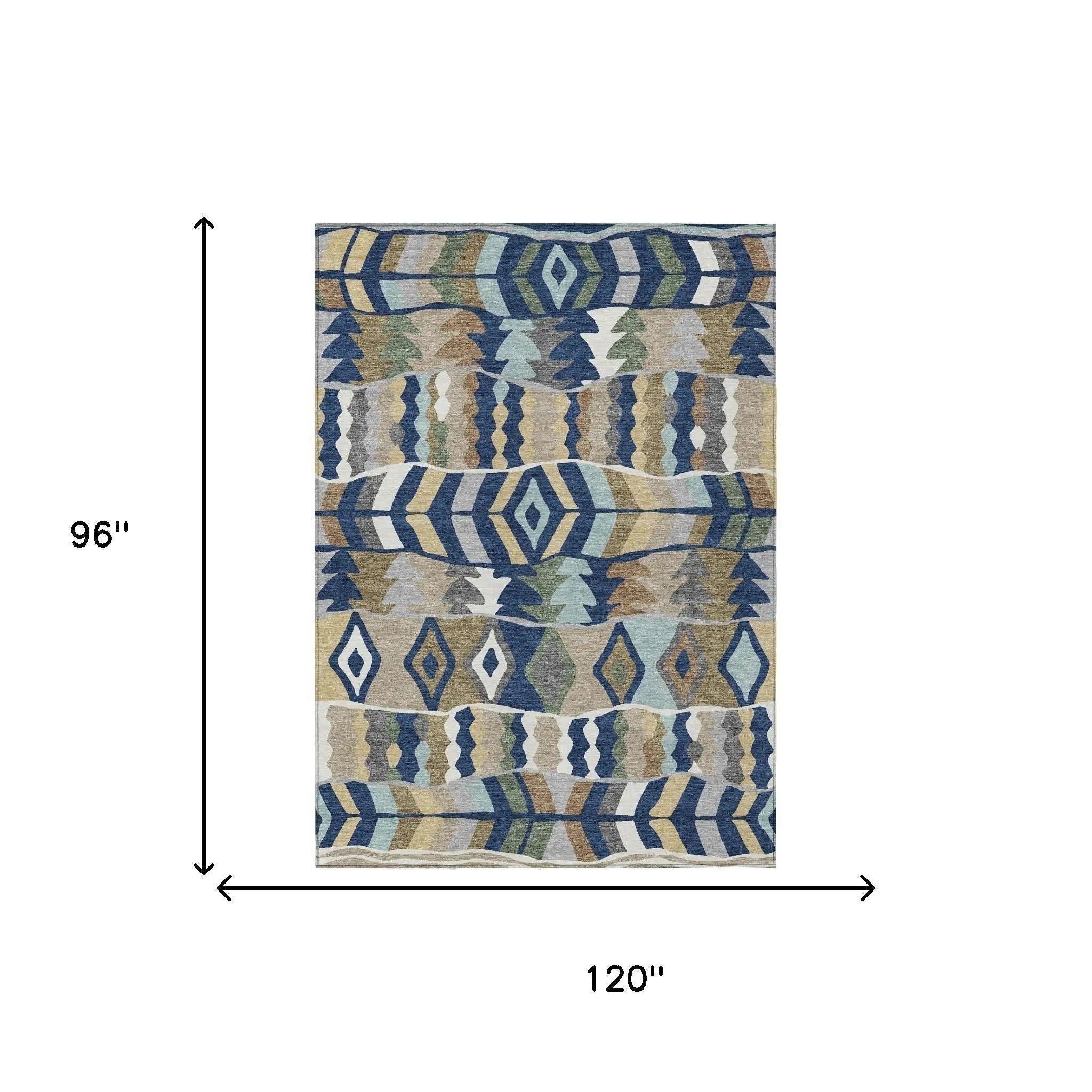 8' X 10' Navy Blue And Blue Geometric Washable Indoor Outdoor Area Rug Homeroots Outdoor