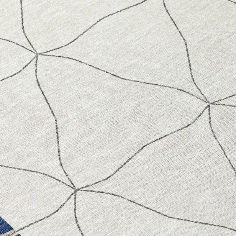 8' X 10' Navy Blue And Blue Geometric Washable Indoor Outdoor Area Rug Homeroots Outdoor