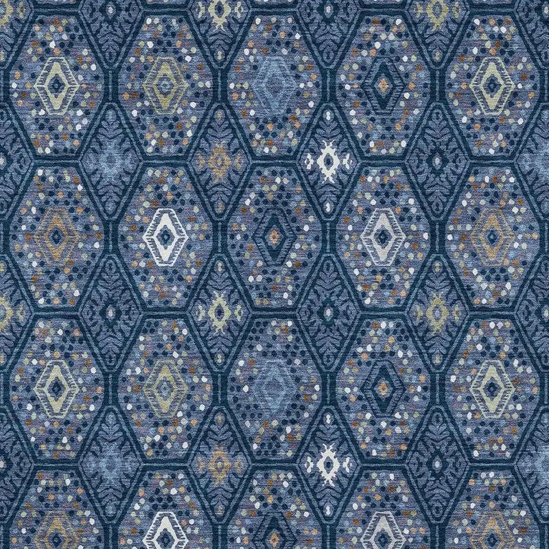 8' X 10' Navy Blue And Blue Geometric Washable Indoor Outdoor Area Rug Homeroots Outdoor