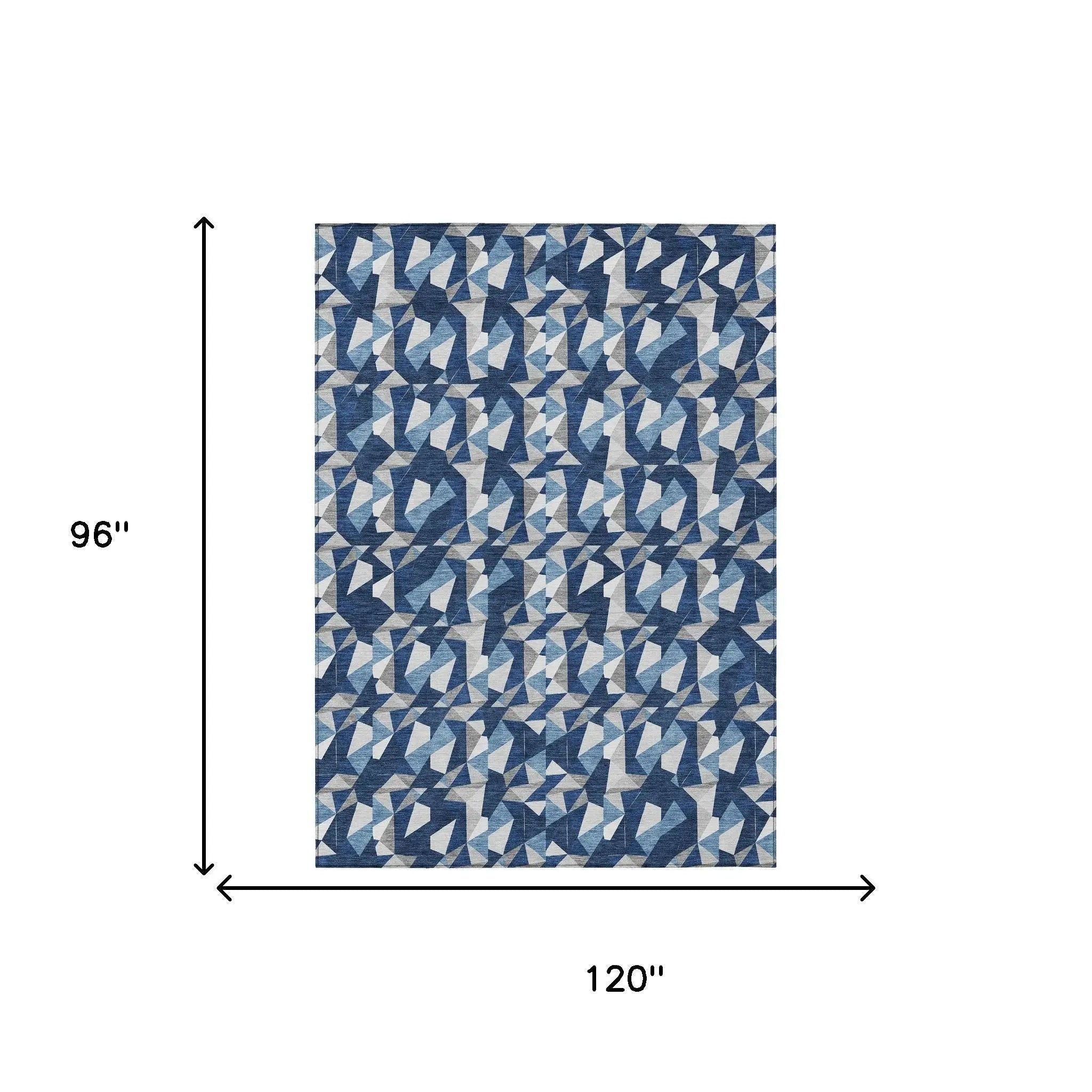 8' X 10' Navy Blue And Blue Geometric Washable Indoor Outdoor Area Rug Homeroots Outdoor