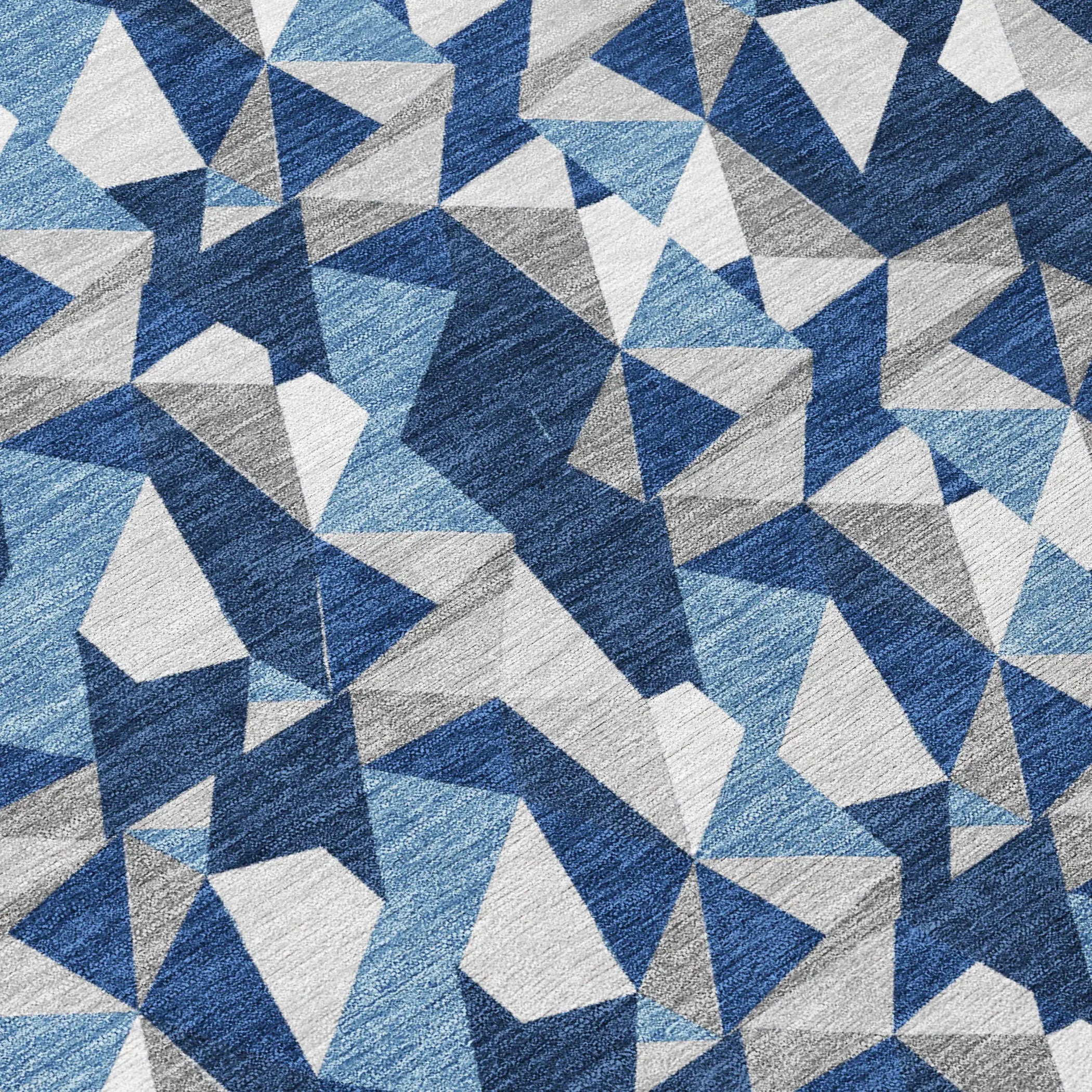 8' X 10' Navy Blue And Blue Geometric Washable Indoor Outdoor Area Rug Homeroots Outdoor