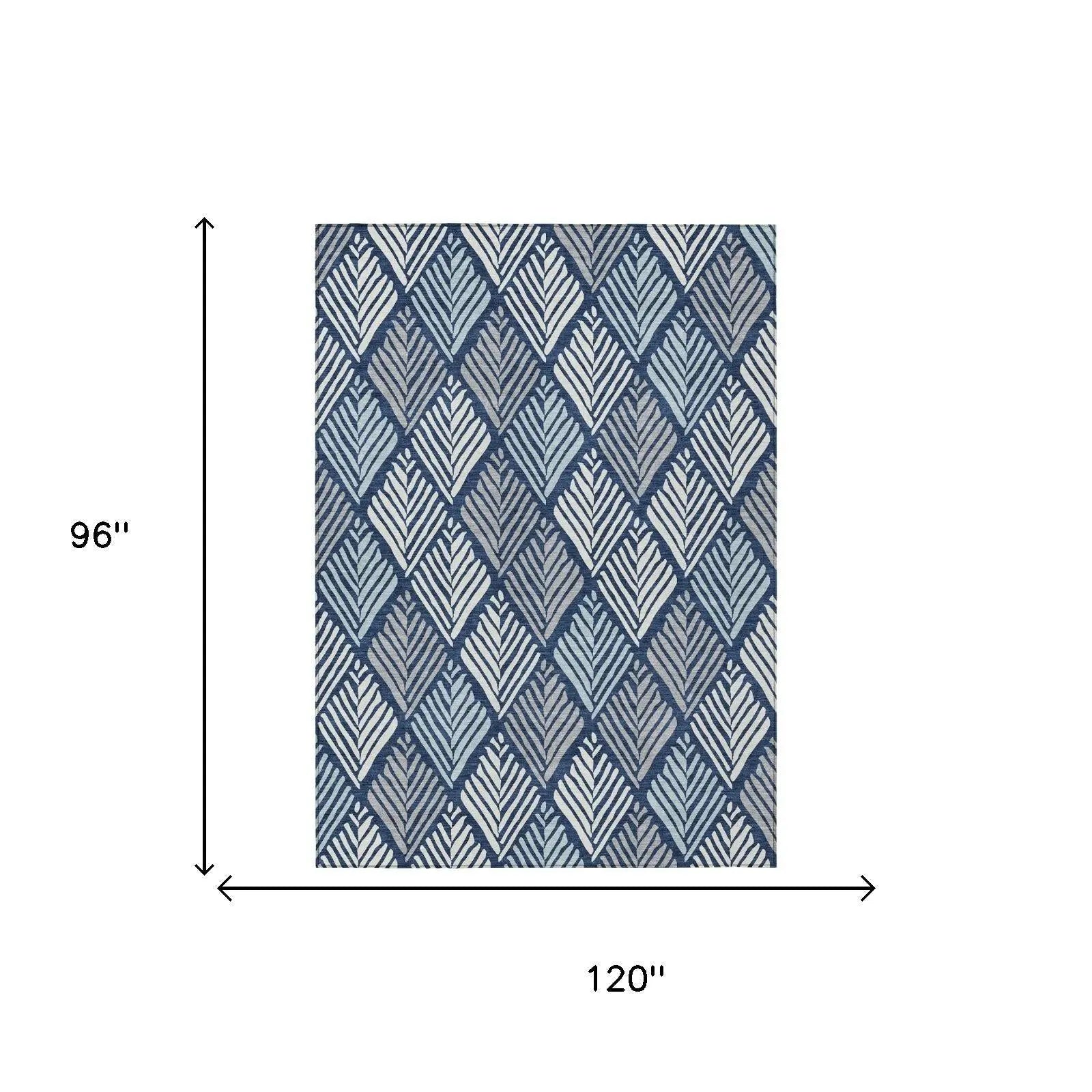 8' X 10' Navy Blue And Blue Geometric Washable Indoor Outdoor Area Rug Homeroots Outdoor
