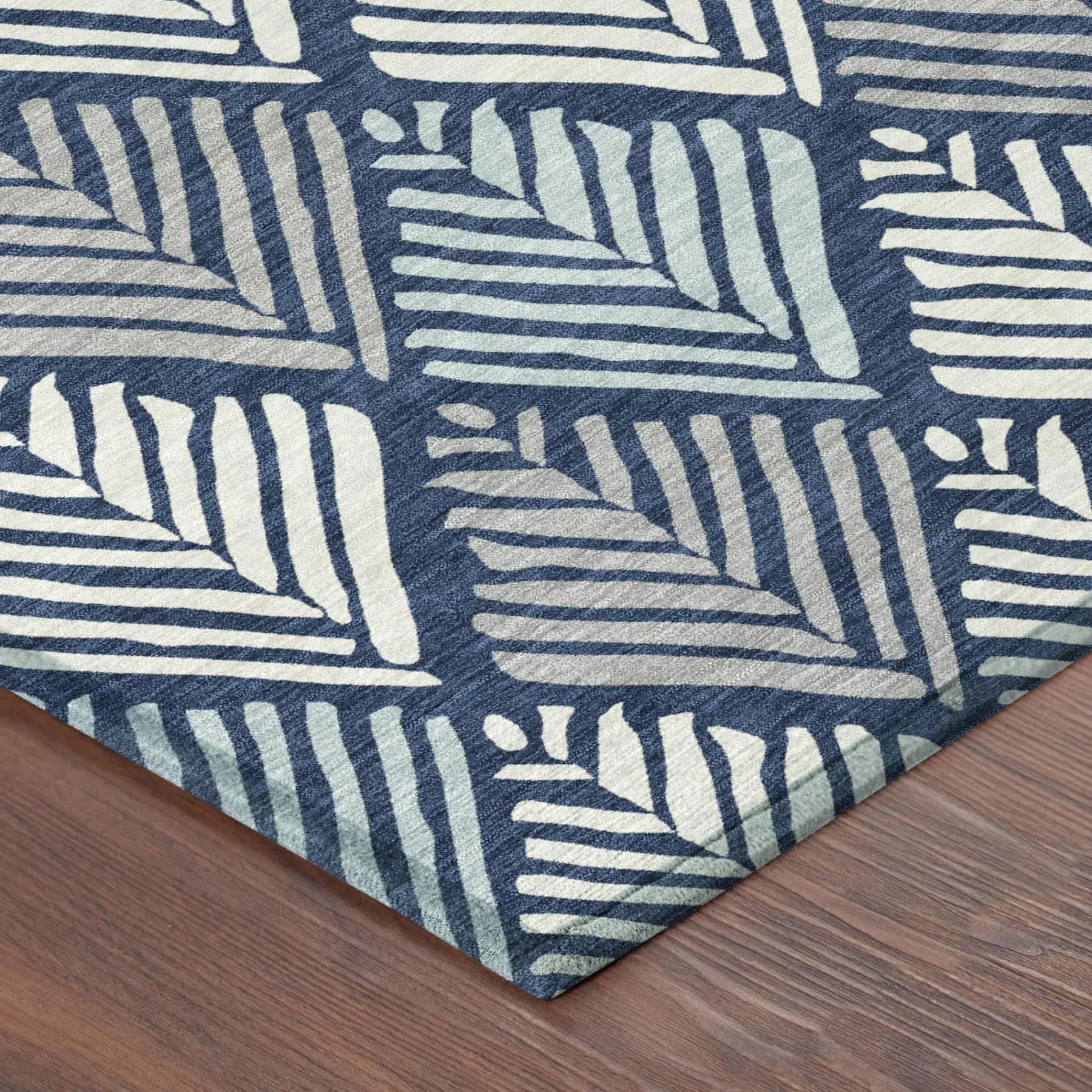 8' X 10' Navy Blue And Blue Geometric Washable Indoor Outdoor Area Rug Homeroots Outdoor