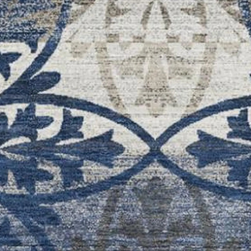 8' X 10' Navy Blue And Blue Oriental Washable Indoor Outdoor Area Rug Homeroots Outdoor