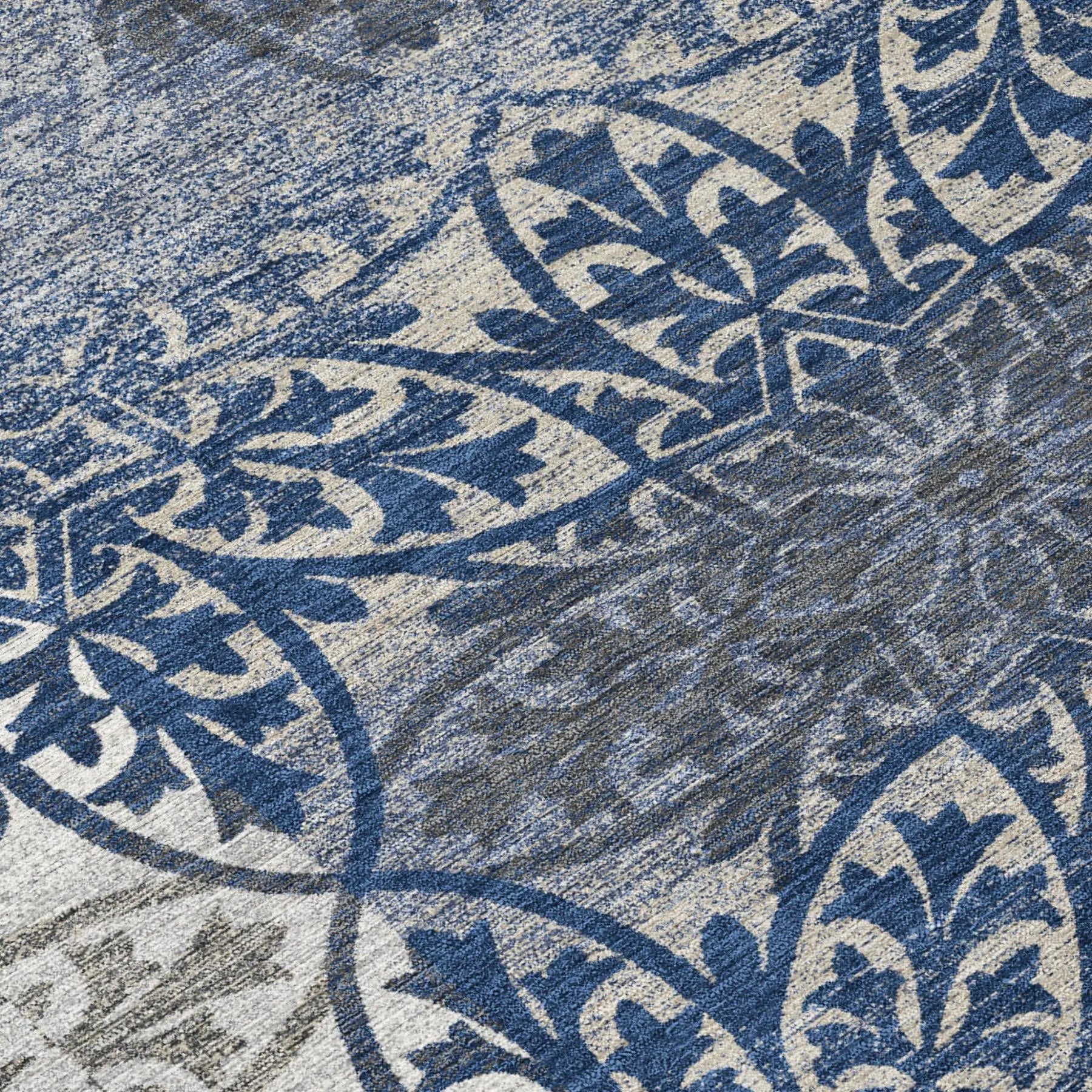8' X 10' Navy Blue And Blue Oriental Washable Indoor Outdoor Area Rug Homeroots Outdoor