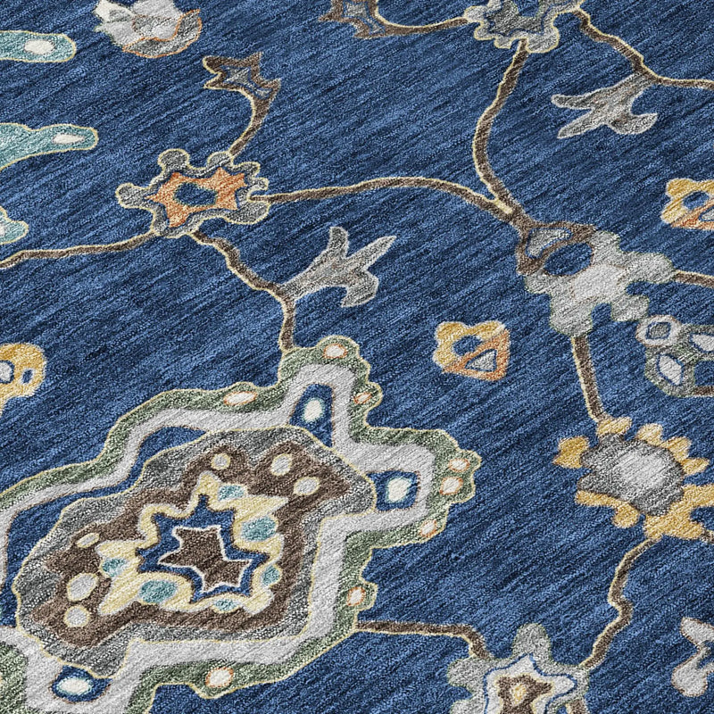 8' X 10' Navy Blue And Blue Oriental Washable Indoor Outdoor Area Rug Homeroots Outdoor
