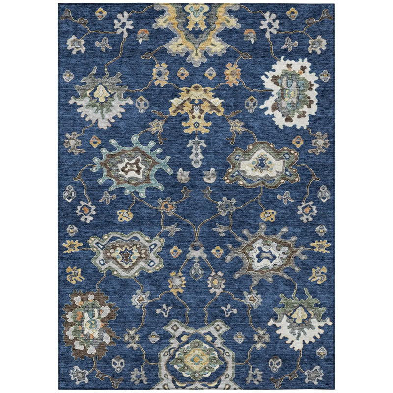 8' X 10' Navy Blue And Blue Oriental Washable Indoor Outdoor Area Rug Homeroots Outdoor