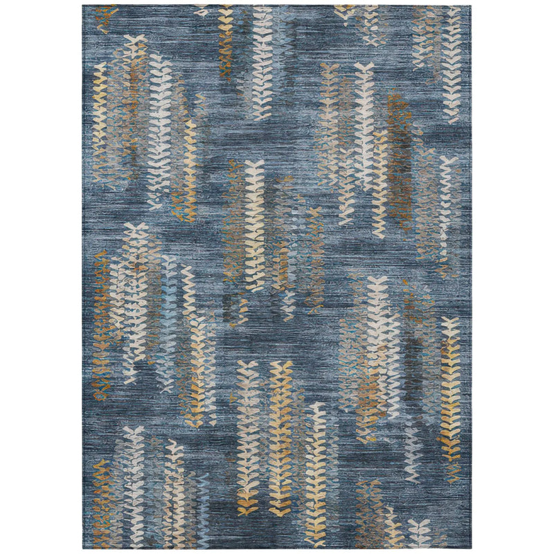 8' X 10' Navy Blue And Blue Striped Washable Indoor Outdoor Area Rug Homeroots Outdoor