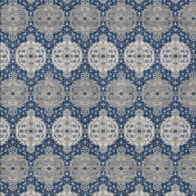 8' X 10' Navy Blue And Blue Striped Washable Indoor Outdoor Area Rug Homeroots Outdoor