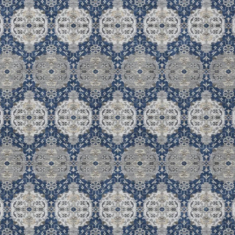 8' X 10' Navy Blue And Blue Striped Washable Indoor Outdoor Area Rug Homeroots Outdoor