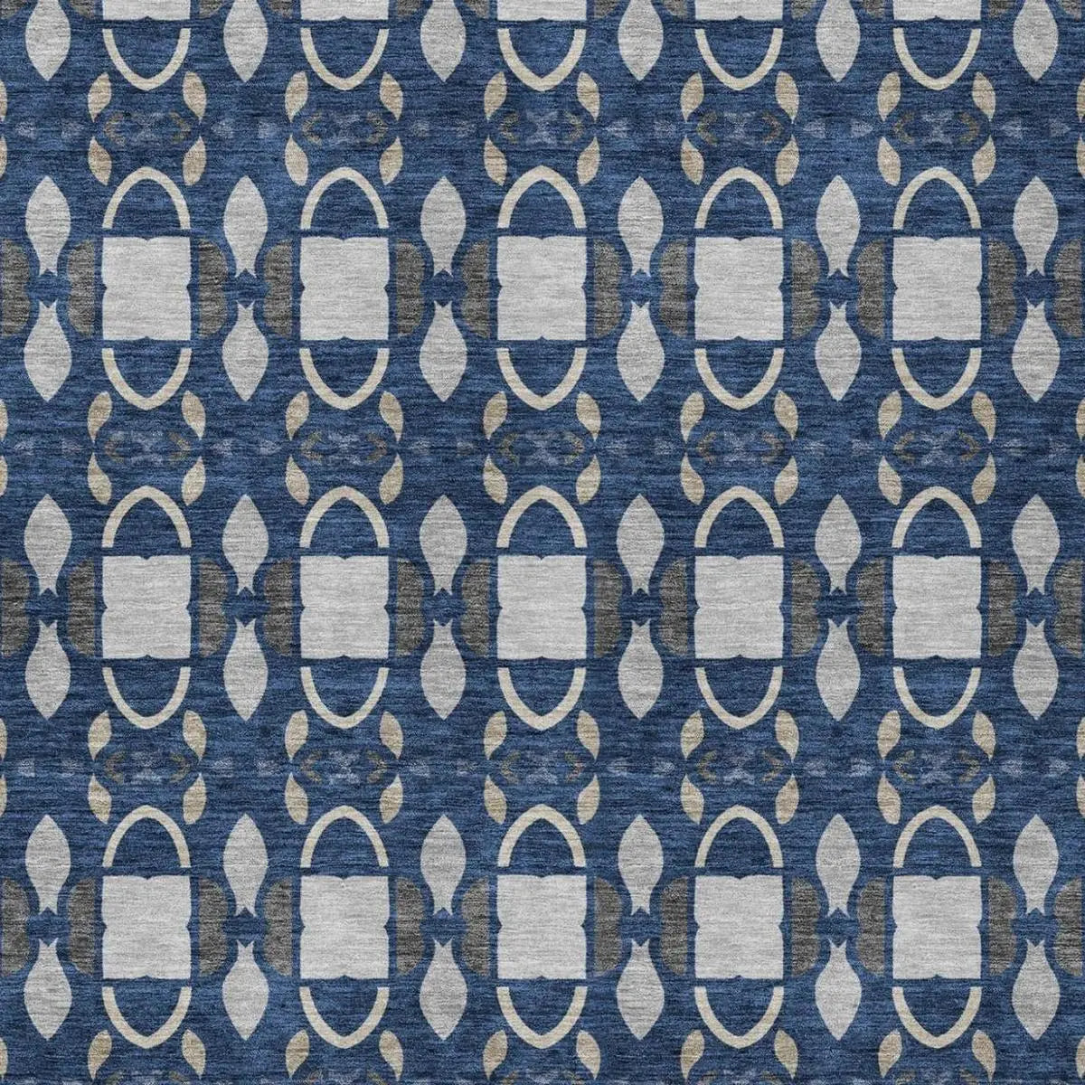 8' X 10' Navy Blue And Blue Striped Washable Indoor Outdoor Area Rug Homeroots Outdoor
