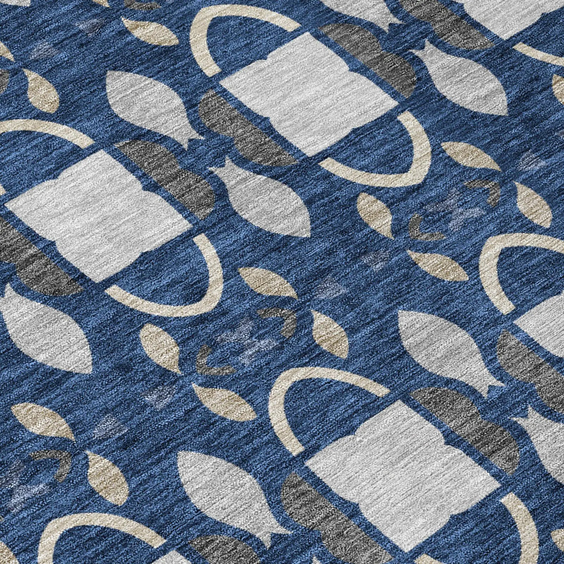 8' X 10' Navy Blue And Blue Striped Washable Indoor Outdoor Area Rug Homeroots Outdoor