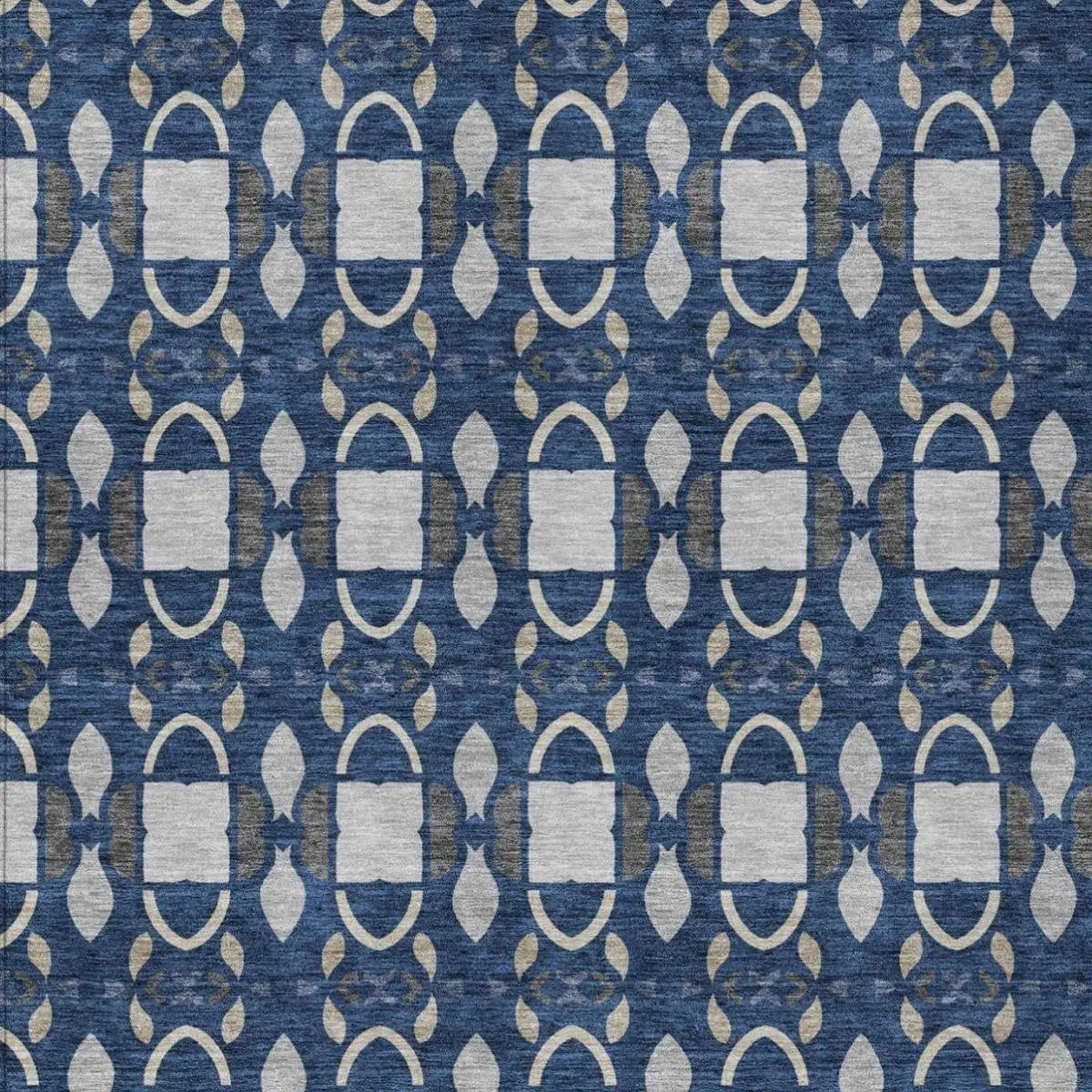 8' X 10' Navy Blue And Blue Striped Washable Indoor Outdoor Area Rug Homeroots Outdoor