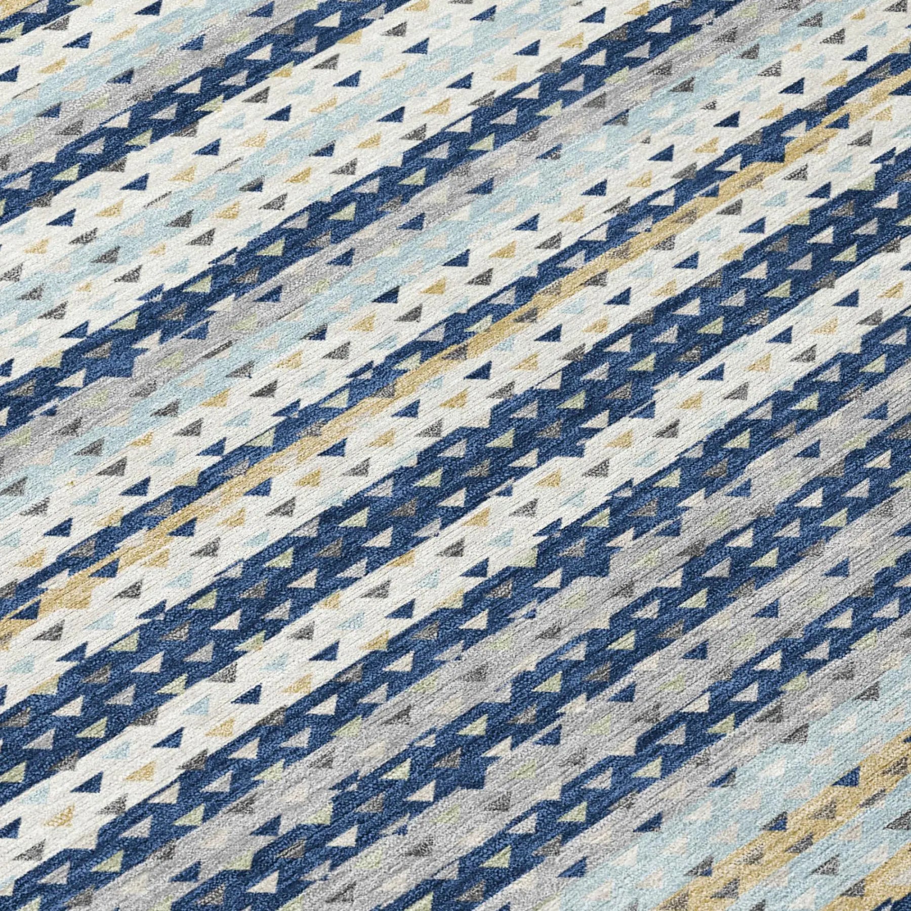 8' X 10' Navy Blue And Blue Striped Washable Indoor Outdoor Area Rug Homeroots Outdoor