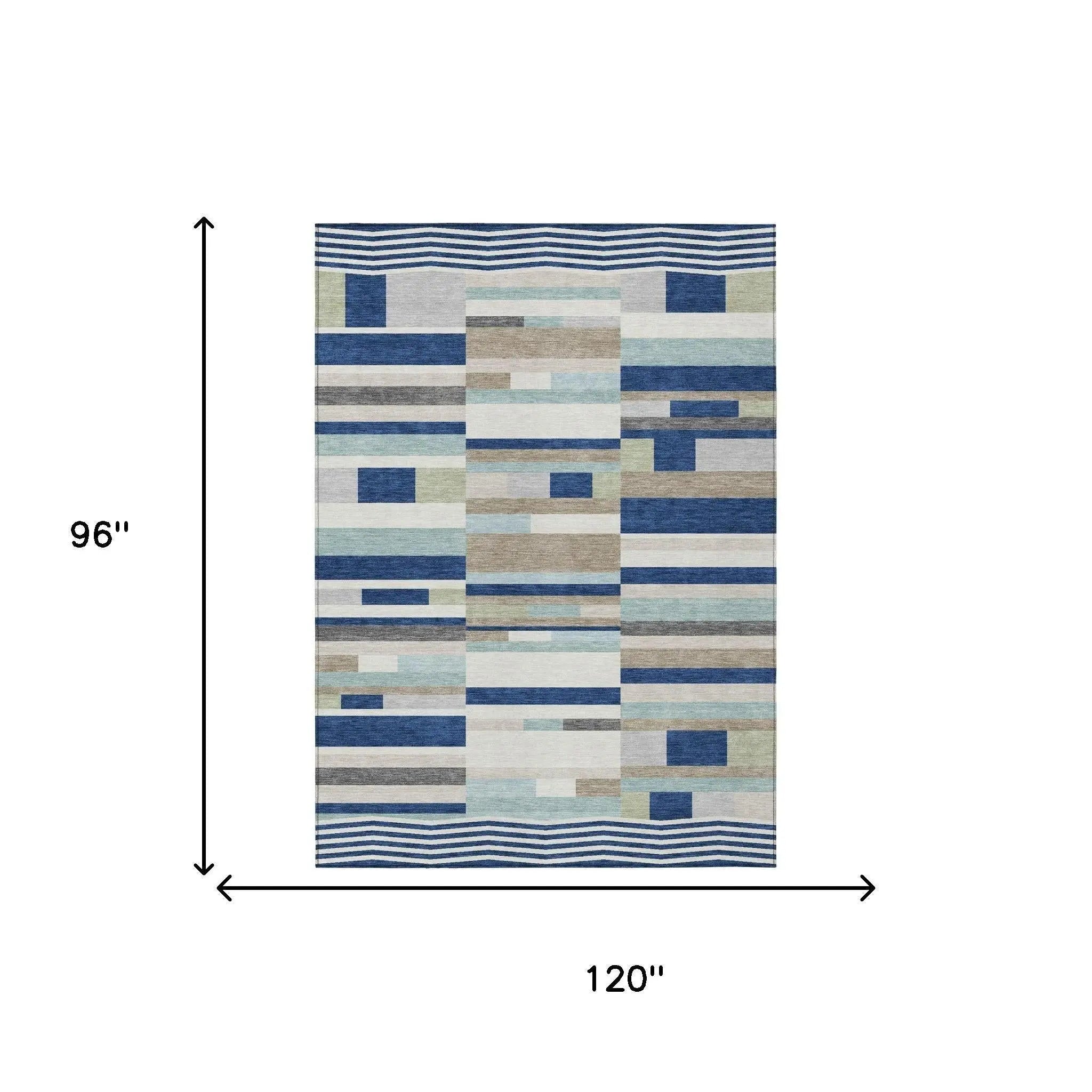 8' X 10' Navy Blue And Blue Striped Washable Indoor Outdoor Area Rug Homeroots Outdoor