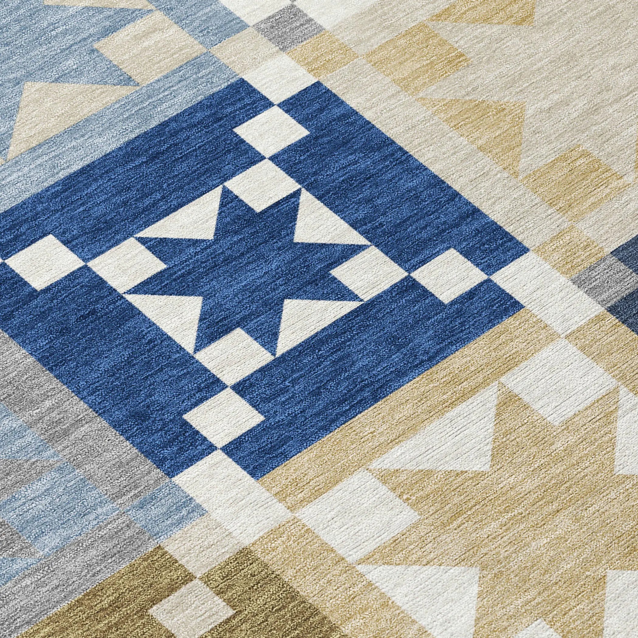 8' X 10' Navy Blue And Brown Patchwork Washable Indoor Outdoor Area Rug Homeroots Outdoor