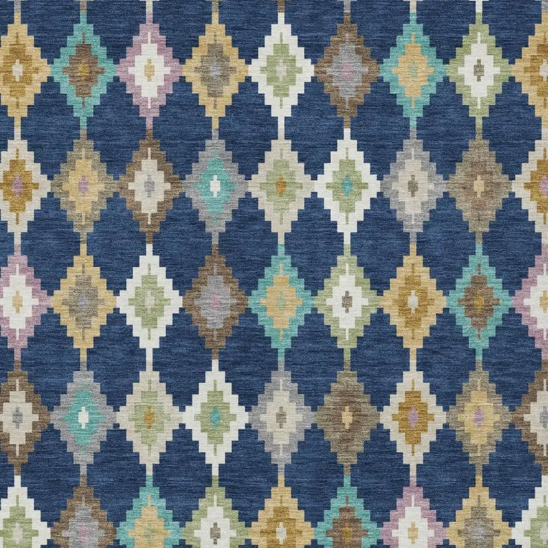 8' X 10' Navy Blue And Chocolate Aztec Washable Indoor Outdoor Area Rug Homeroots Outdoor