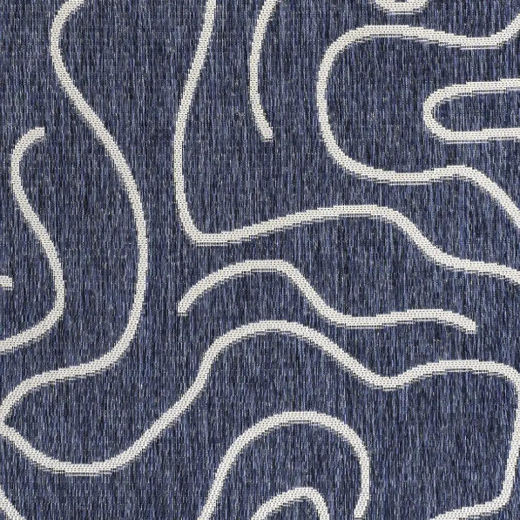 8' X 10' Navy Blue And Cream Abstract Indoor Outdoor Area Rug Homeroots Outdoor