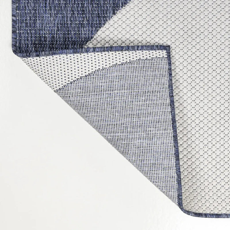 8' X 10' Navy Blue And Cream Geometric Indoor Outdoor Area Rug Homeroots Outdoor