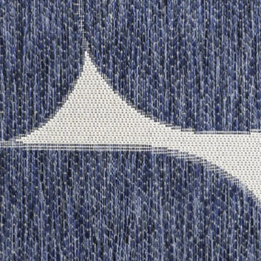 8' X 10' Navy Blue And Cream Geometric Indoor Outdoor Area Rug Homeroots Outdoor