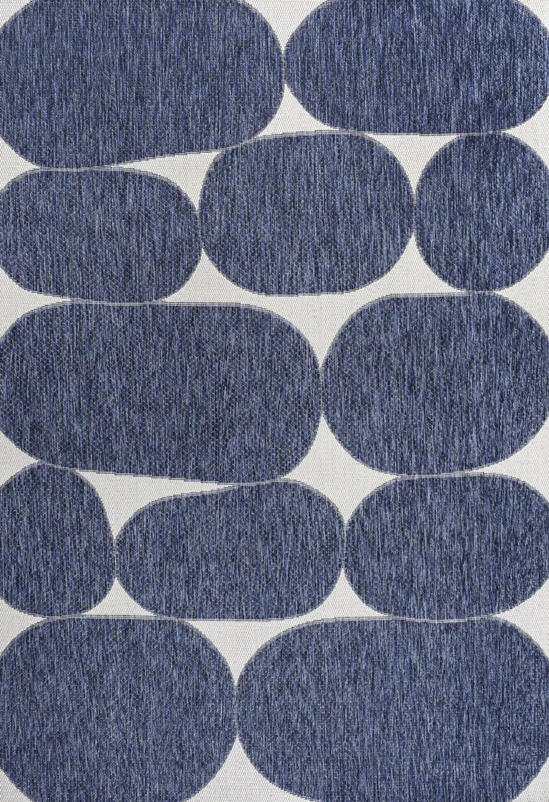 8' X 10' Navy Blue And Cream Geometric Indoor Outdoor Area Rug Homeroots Outdoor