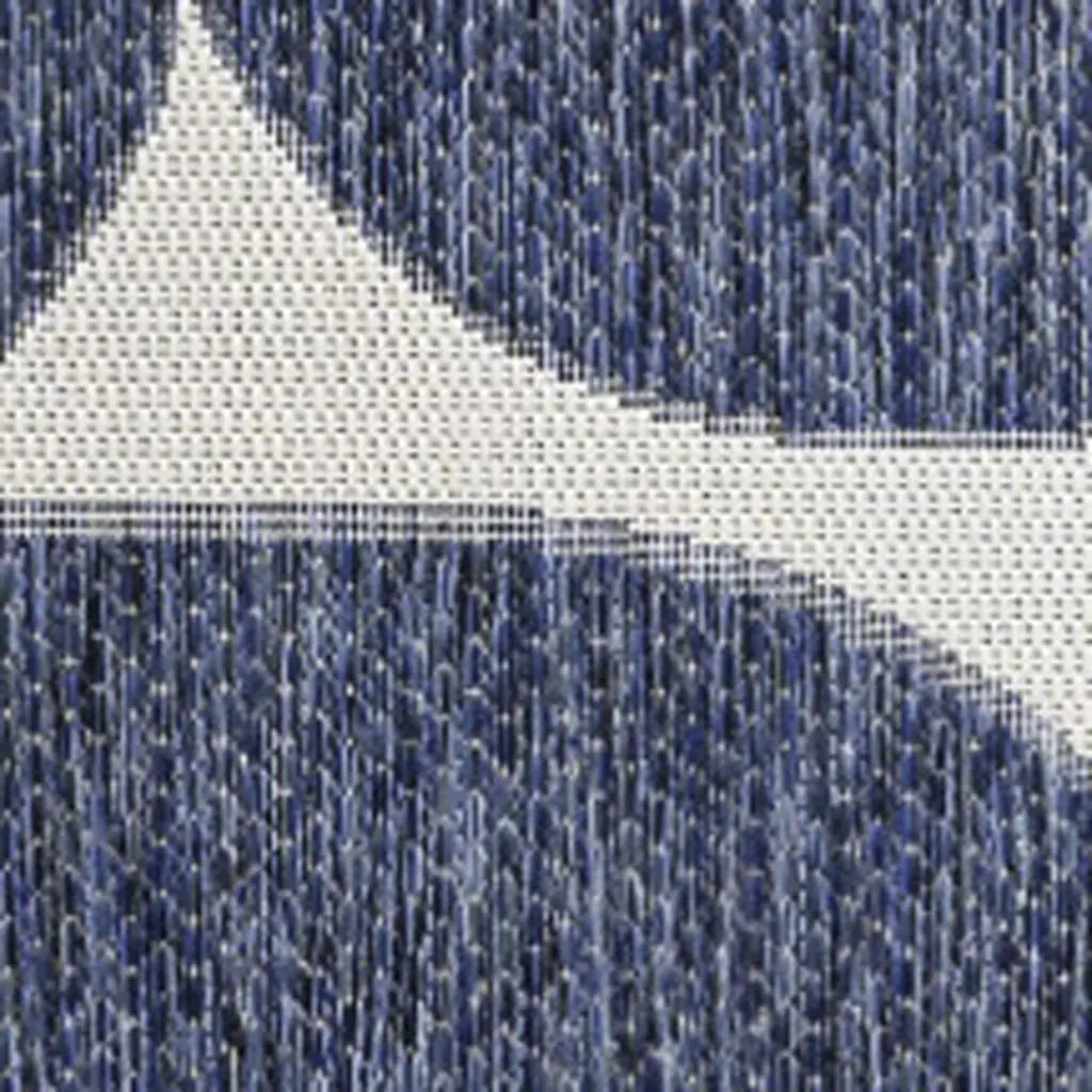8' X 10' Navy Blue And Cream Geometric Indoor Outdoor Area Rug Homeroots Outdoor