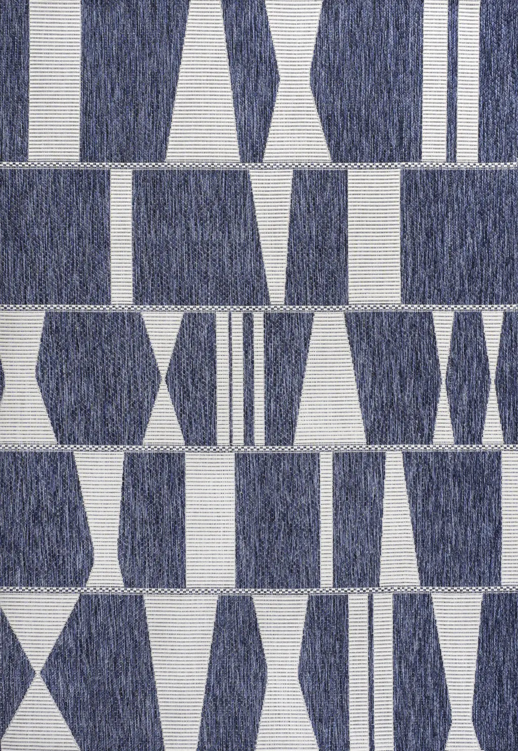 8' X 10' Navy Blue And Cream Geometric Indoor Outdoor Area Rug Homeroots Outdoor