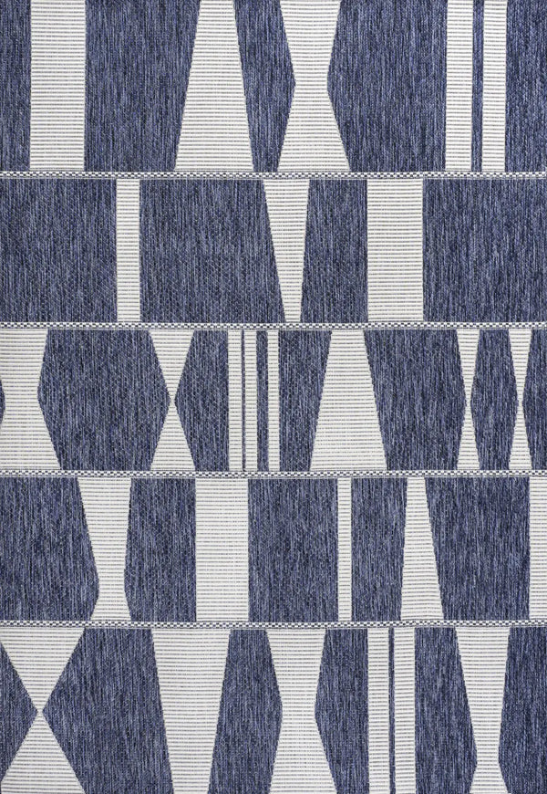 8' X 10' Navy Blue And Cream Geometric Indoor Outdoor Area Rug Homeroots Outdoor