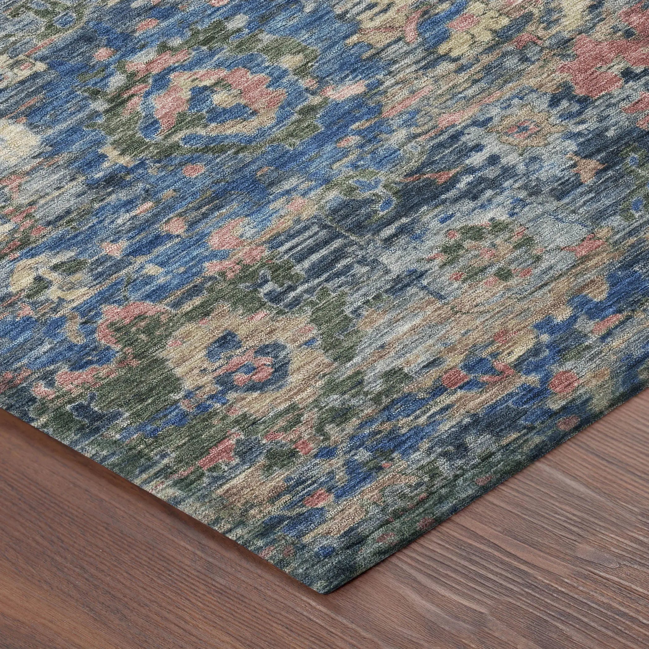 8' X 10' Navy Blue And Denim Blue Floral Washable Indoor Outdoor Area Rug Homeroots Outdoor