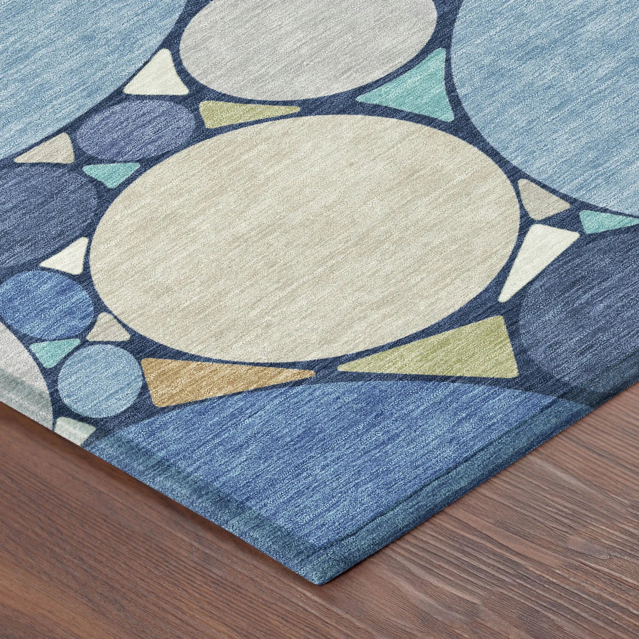 8' X 10' Navy Blue And Denim Blue Geometric Washable Indoor Outdoor Area Rug Homeroots Outdoor